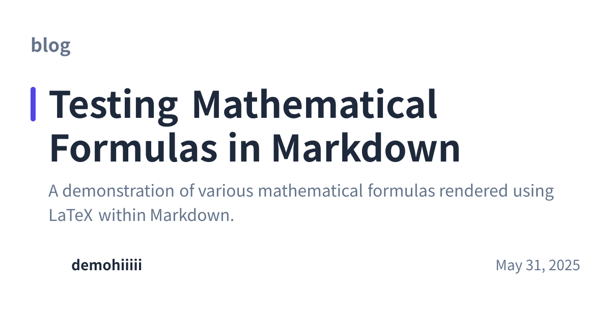 Share preview for Testing Mathematical Formulas in Markdown